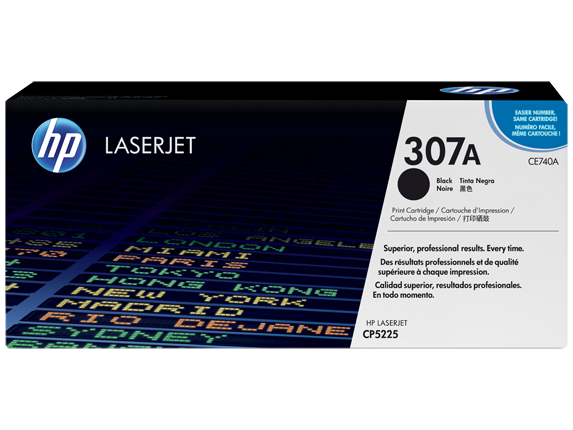 HP 307A Black Original LaserJet Toner Cartridge, CE740A