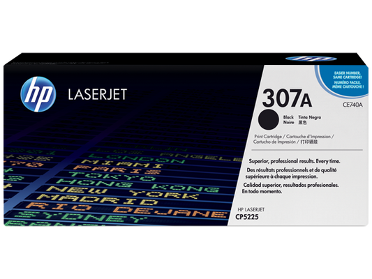 HP 307A Black Original LaserJet Toner Cartridge, CE740A