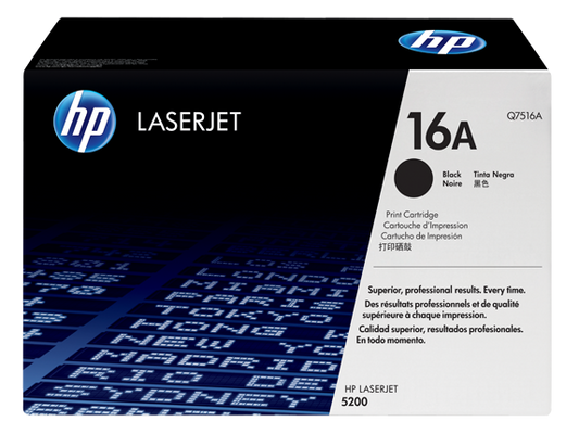 HP 16A Black Original LaserJet Toner Cartridge, Q7516A