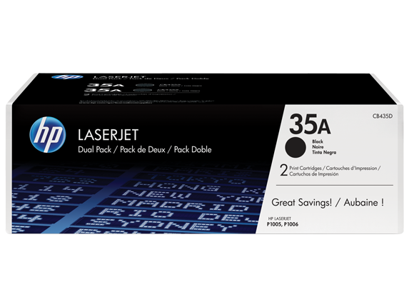 HP 35A 2-pack Black Original LaserJet Toner Cartridges, CB435D