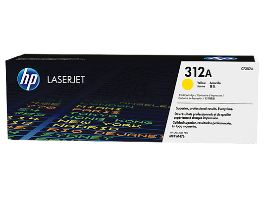HP 312A Yellow Original LaserJet Toner Cartridge, CF382A