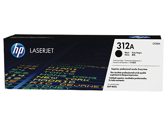 HP 312A Black Original LaserJet Toner Cartridge, CF380A