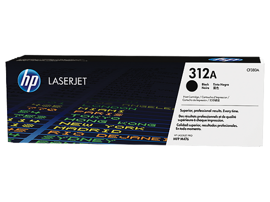 HP 312A Black Original LaserJet Toner Cartridge, CF380A