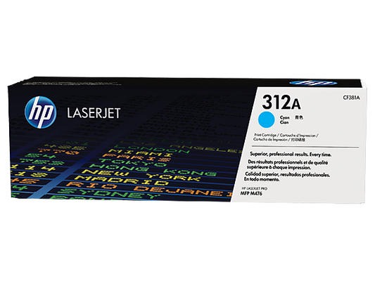 HP 312A Cyan Original LaserJet Toner Cartridge, CF381A