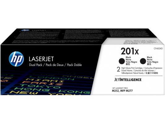 HP 201X 2-pack High Yield Black Original LaserJet Toner Cartridges, CF400XD