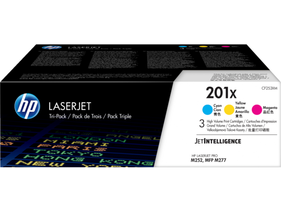 HP 201X 3-pack High Yield Cyan/Magenta/Yellow Original LaserJet Toner Cartridges, CF253XM