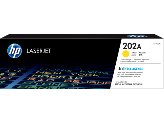 HP 202A Yellow Original LaserJet Toner Cartridge, CF502A
