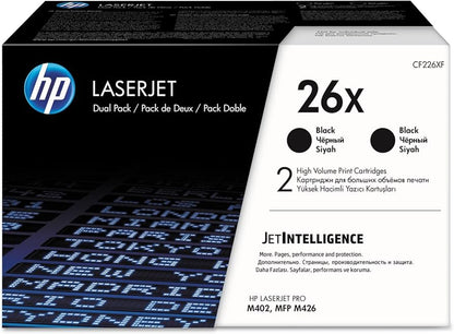 HP 26X 2-pack High Yield Black Original LaserJet Toner Cartridges, CF226XD