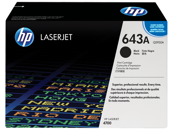 HP 643A Black Original LaserJet Toner Cartridge, Q5950A