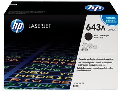 HP 643A Black Original LaserJet Toner Cartridge, Q5950A