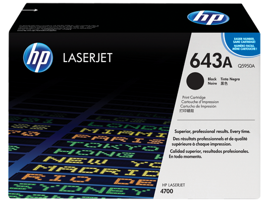 HP 643A Black Original LaserJet Toner Cartridge, Q5950A