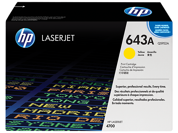 HP 643A Yellow Original LaserJet Toner Cartridge, Q5952A