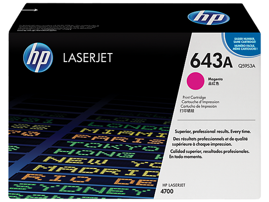 HP 643A Magenta Original LaserJet Toner Cartridge, Q5953A