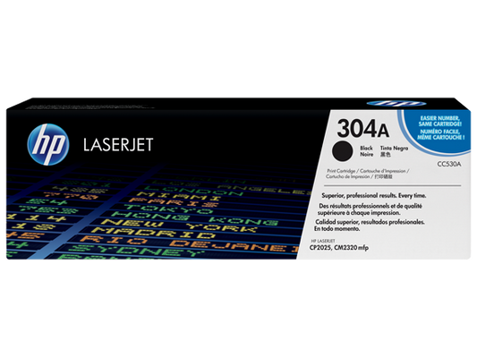 HP 304A Black Original LaserJet Toner Cartridge, CC530A