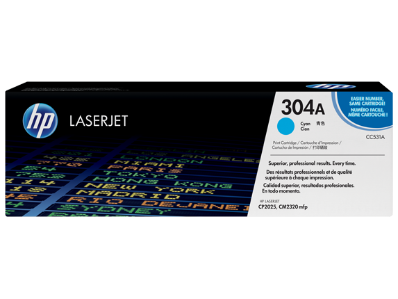 HP 304A Cyan Original LaserJet Toner Cartridge, CC531A