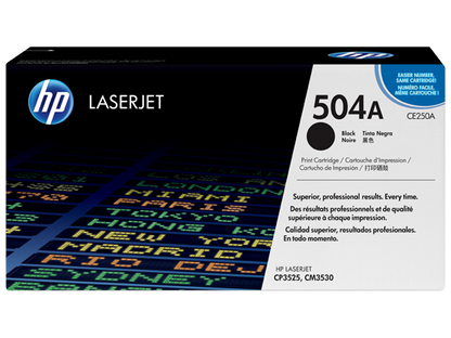 HP 504A Black Original LaserJet Toner Cartridge, CE250A