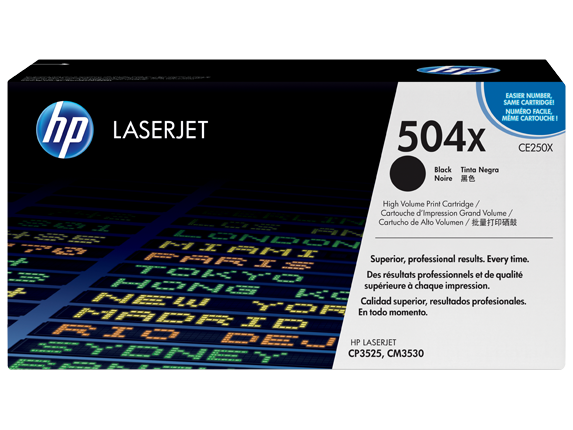 HP 504X High Yield Black Original LaserJet Toner Cartridge, CE250X