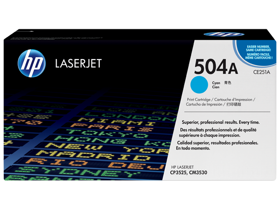 HP 504A Cyan Original LaserJet Toner Cartridge, CE251A