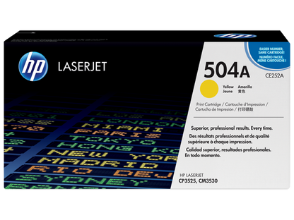 HP 504A Yellow Original LaserJet Toner Cartridge, CE252A