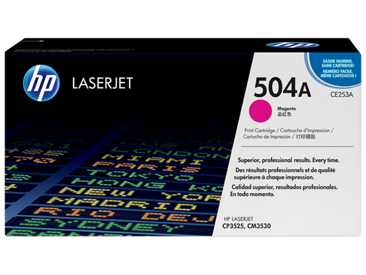 HP 504A Magenta Original LaserJet Toner Cartridge, CE253A