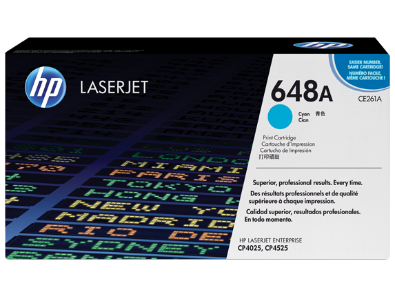 HP 648A Cyan Original LaserJet Toner Cartridge, CE261A