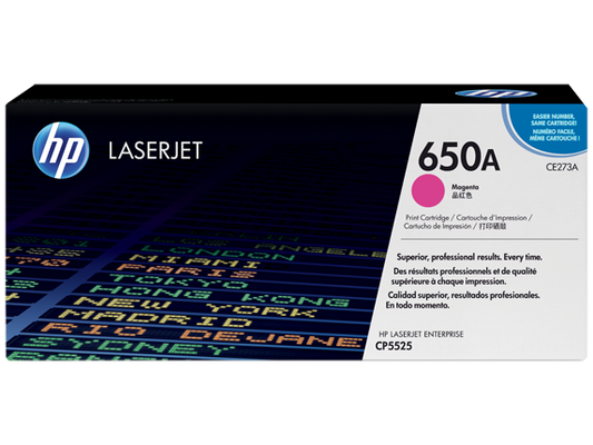 HP 650A Magenta Original LaserJet Toner Cartridge, CE273A