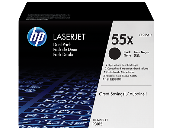 HP 55X 2-pack High Yield Black Original LaserJet Toner Cartridges, CE255XD