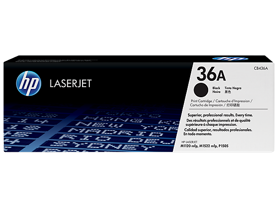 HP 36A Black Original LaserJet Toner Cartridge, CB436A