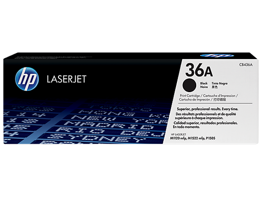 HP 36A Black Original LaserJet Toner Cartridge, CB436A