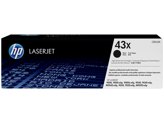 HP 43X High Yield Black Original LaserJet Toner Cartridge, C8543X