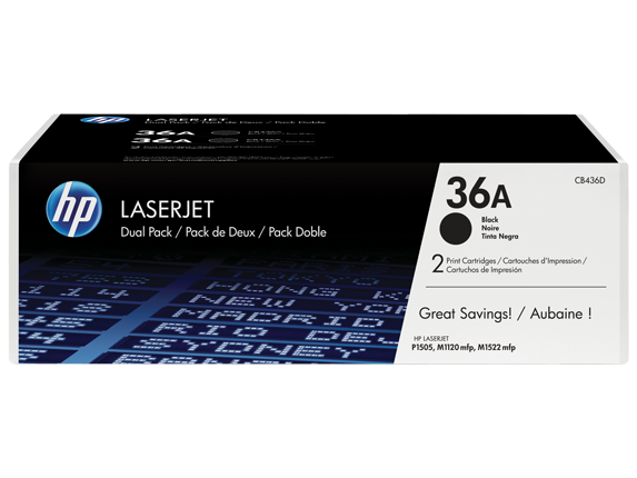 HP 36A 2-pack Black Original LaserJet Toner Cartridges, CB436D