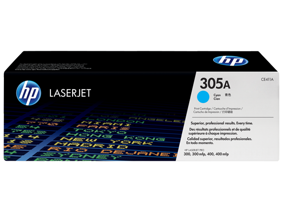 HP 305A Cyan Original LaserJet Toner Cartridge, CE411A