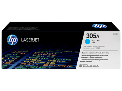 HP 305A Cyan Original LaserJet Toner Cartridge, CE411A