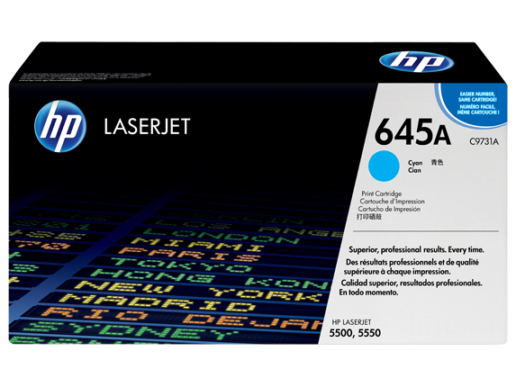 HP 645A Cyan Original LaserJet Toner Cartridge, C9731A