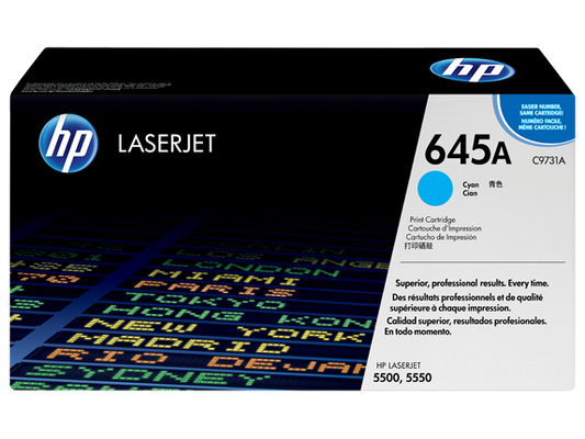 HP 645A Cyan Original LaserJet Toner Cartridge, C9731A