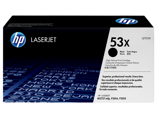 HP 53X High Yield Black Original LaserJet Toner Cartridge, Q7553X