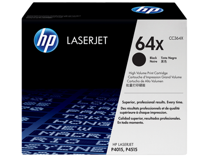 HP 64X High Yield Black Original LaserJet Toner Cartridge, CC364X