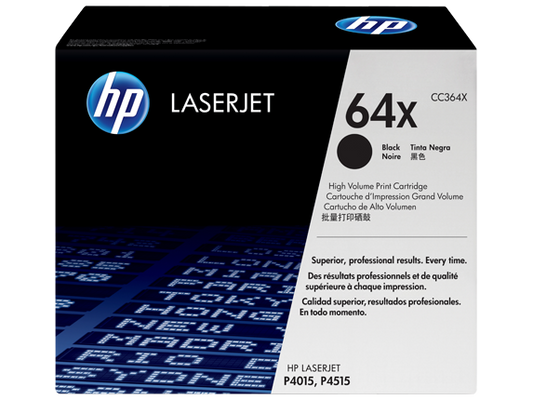 HP 64X High Yield Black Original LaserJet Toner Cartridge, CC364X