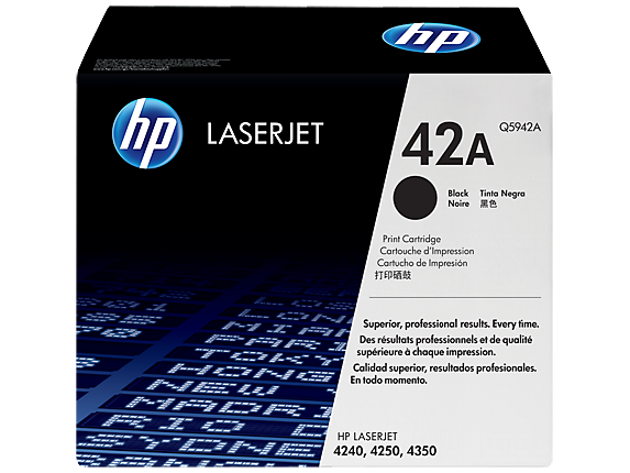 HP 42A Black Original LaserJet Toner Cartridge, Q5942A