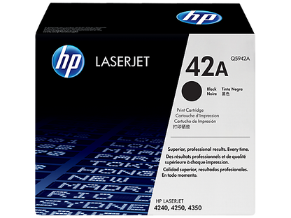 HP 42A Black Original LaserJet Toner Cartridge, Q5942A