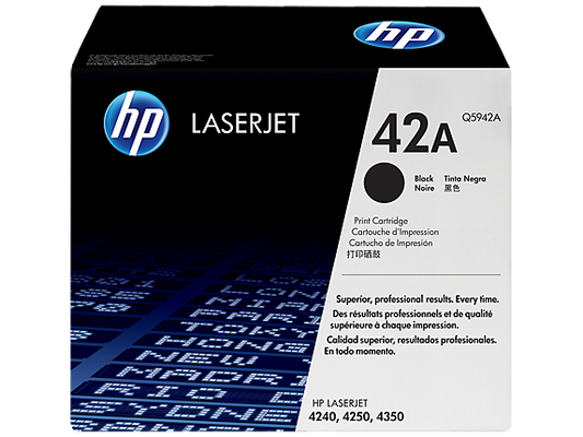 HP 42A Black Original LaserJet Toner Cartridge, Q5942A