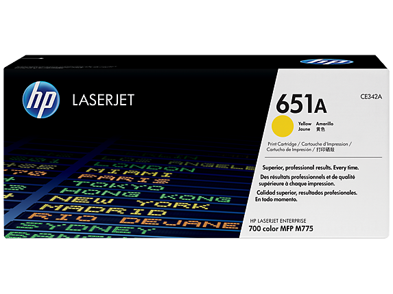 HP 651A Yellow Original LaserJet Toner Cartridge, CE342A