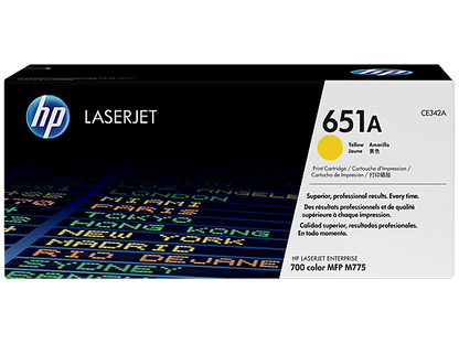 HP 651A Yellow Original LaserJet Toner Cartridge, CE342A