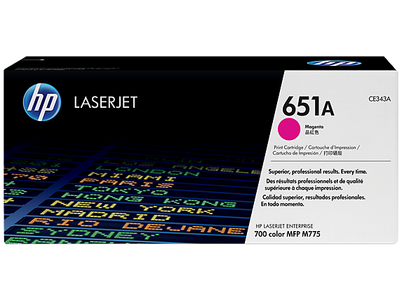 HP 651A Magenta Original LaserJet Toner Cartridge, CE343A