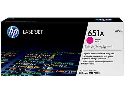 HP 651A Magenta Original LaserJet Toner Cartridge, CE343A