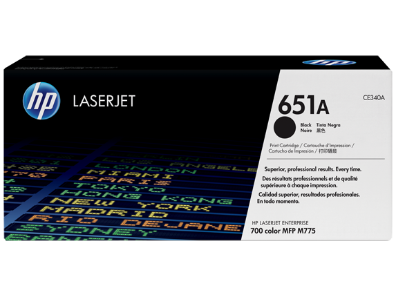 HP 651A Black Original LaserJet Toner Cartridge, CE340A