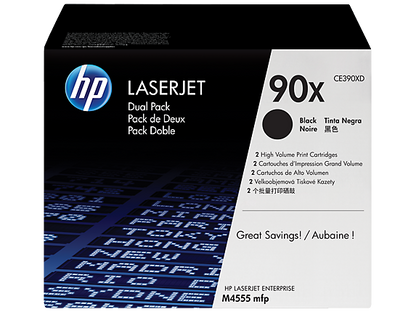 HP 90X 2-pack High Yield Black Original LaserJet Toner Cartridges, CE390XD