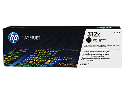 HP 312X High Yield Black Original LaserJet Toner Cartridge, CF380X