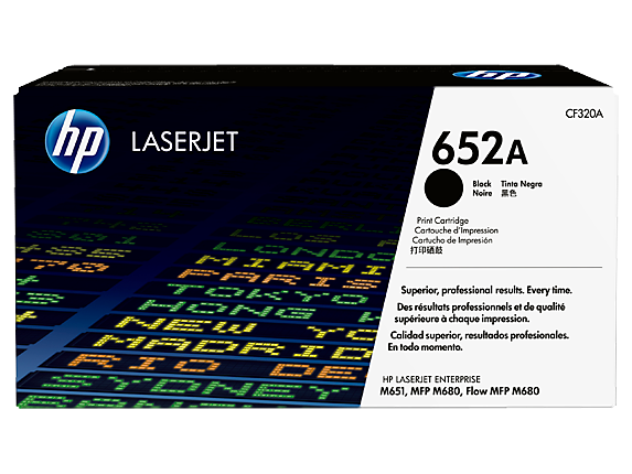 HP 652A Black Original LaserJet Toner Cartridge, CF320A