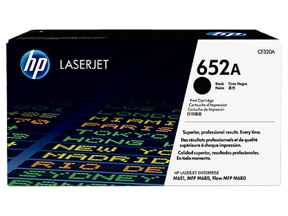 HP 652A Black Original LaserJet Toner Cartridge, CF320A